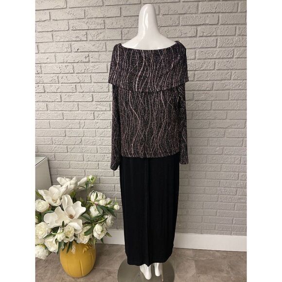 Dressbarn Collection Sparkly Fold Over Maxi Dress Size 14 - Picture 2 of 8